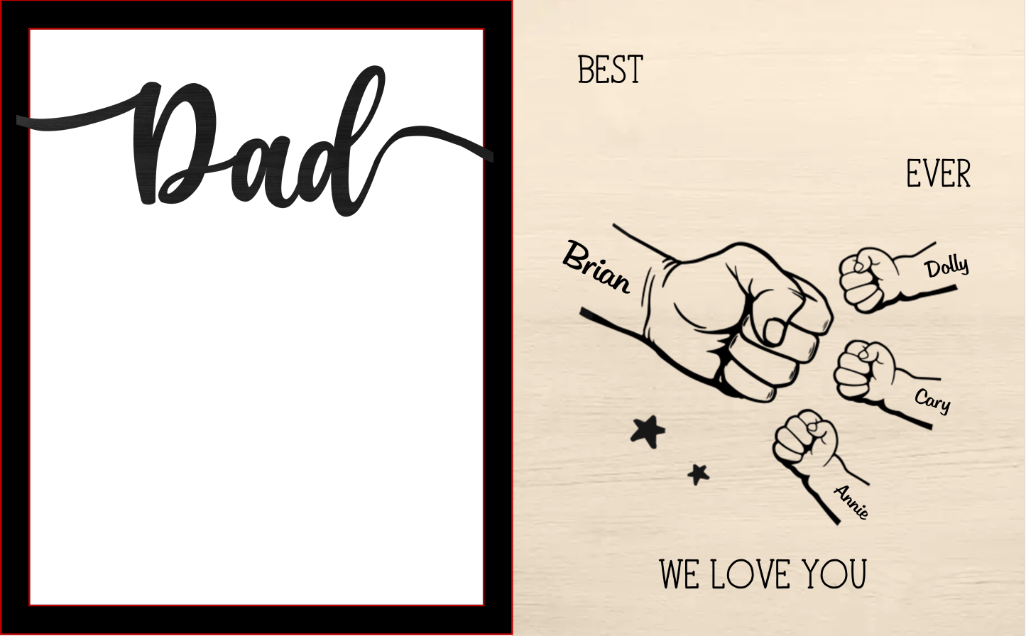 1-8 Names Personalised Fist Bump Wooden Ornaments Gift for Dad