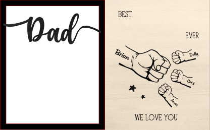 1-8 Names Personalised Fist Bump Wooden Ornaments Gift for Dad