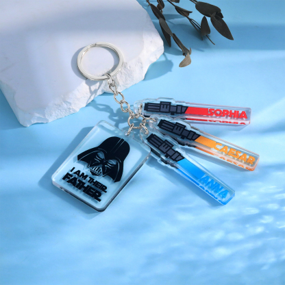 3 Names - Personalised Name Acrylic Star Wars Keyring - I Am Their Father - Gift for Dad
