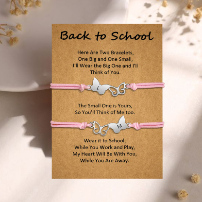 Personalized Name Elastic String Stainless Steel Butterfly Bracelet, A Back-To-School Gift For Daughter