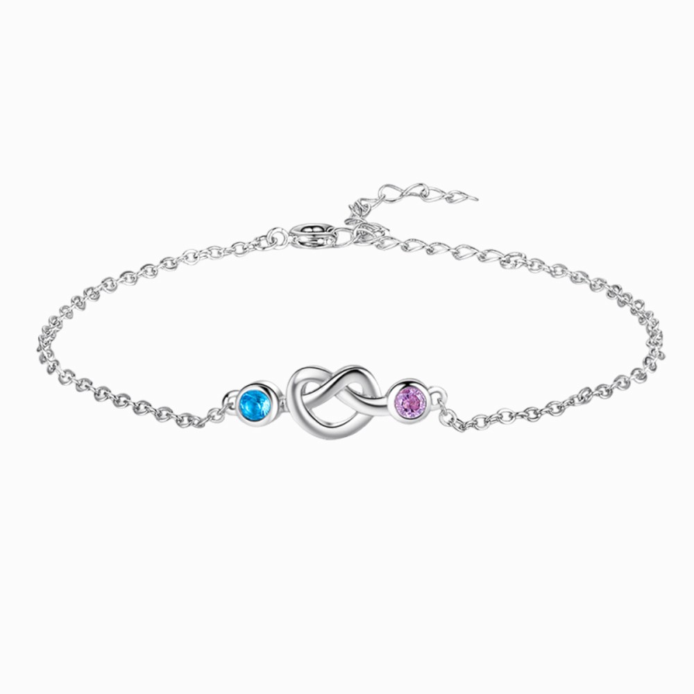 Personalised Heart Bracelet With 2 Birthstones Bracelet Gift For Women