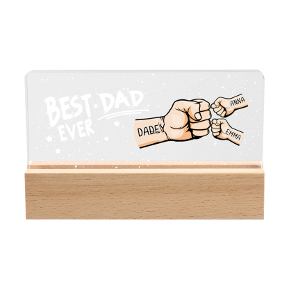 3 Names - Personalised Fist Bump Lamp - Best Dad Ever - Father's Day Gift for Dad