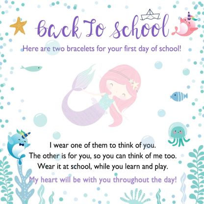 2 Pcs Personalized Name Color Changing Bracelets Cute Cartoon Animal Mermaid Stretch Bracelet Set Back to School Gift for Girls