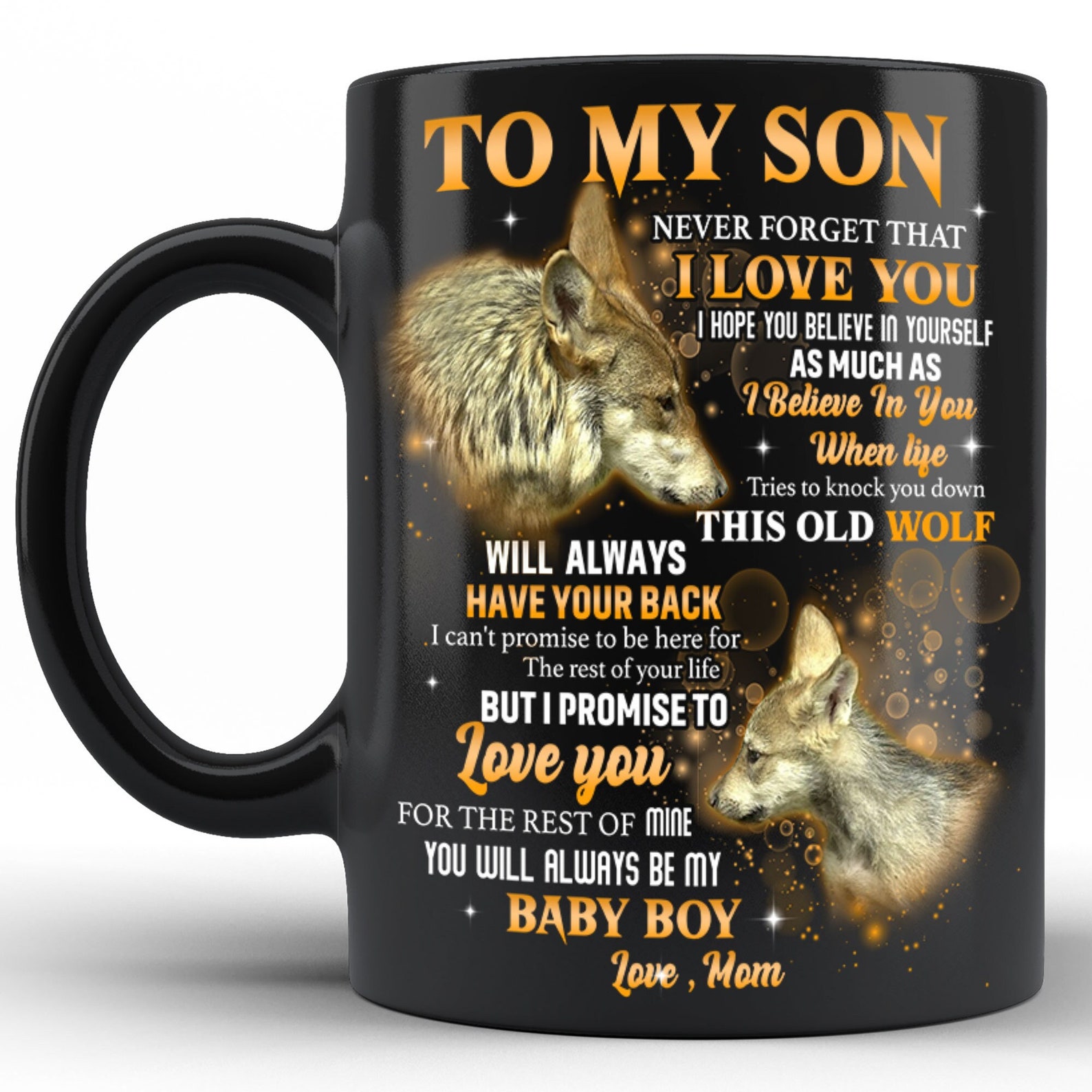 To My Son Wolf Mug-Never Forget That I Love You- Birthday Gift For Son Ceramic Coffee Mug Meaningful Son Gift
