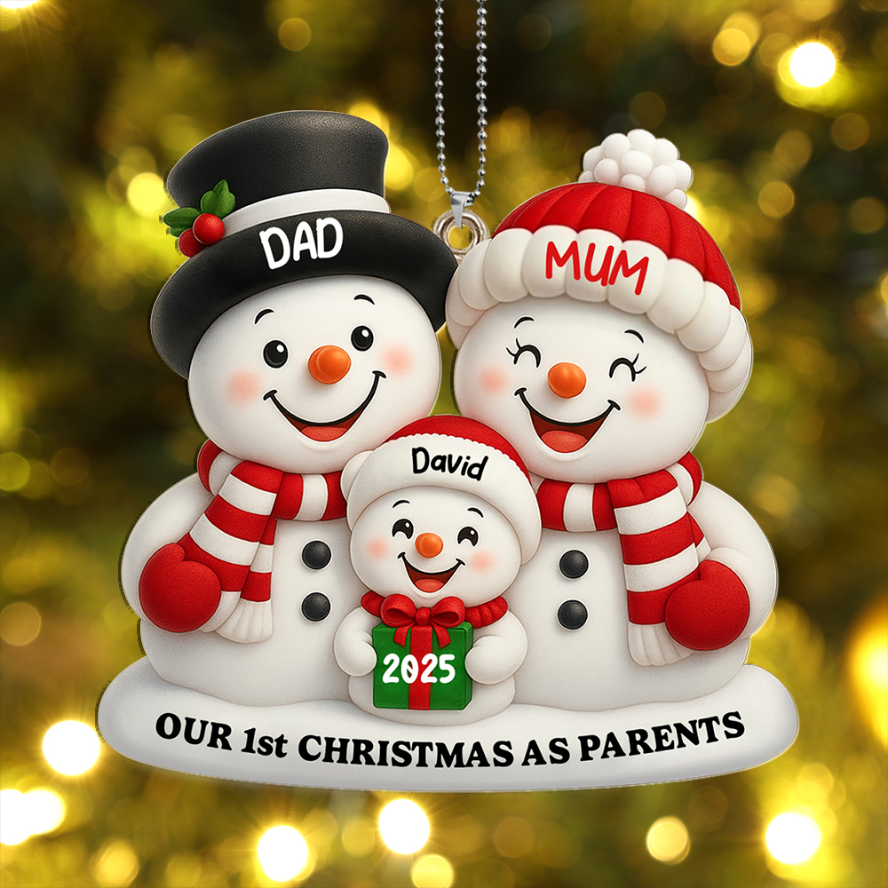 Personalised Snowman Family 1st Christmas Ornament