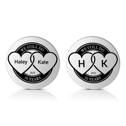 2 PCS Personalized Name Stainless Steel Couple Coin Custom Anniversary Special Gift