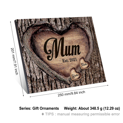 2 Names-Personalised Mum Wooden Ornament Custom Names Home Decoration  - Mother's Day Gift For Mum