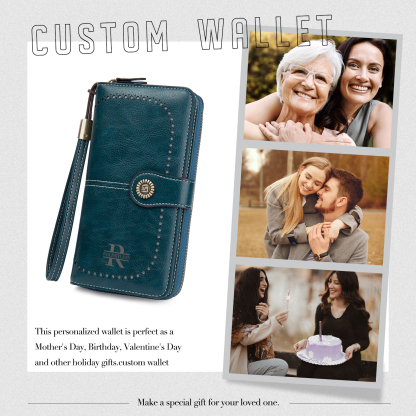 Custom Purse-4 Colors Unisex Purse Personalised Leather Wallet Engraving Names Zip Wallet Gifts for Men Women