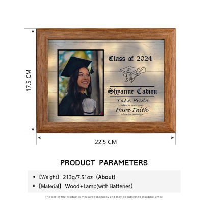 2024 Graduation Gift - Personalised Year & Photo & Name Wood Frame Night Light LED Night Light Gift for Her/Him