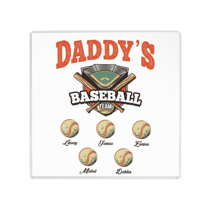 5 Names - Personalised Baseball Acrylic Keepsake Customized Name Acrylic Plaque Decoration Father's Day Gift for Dad
