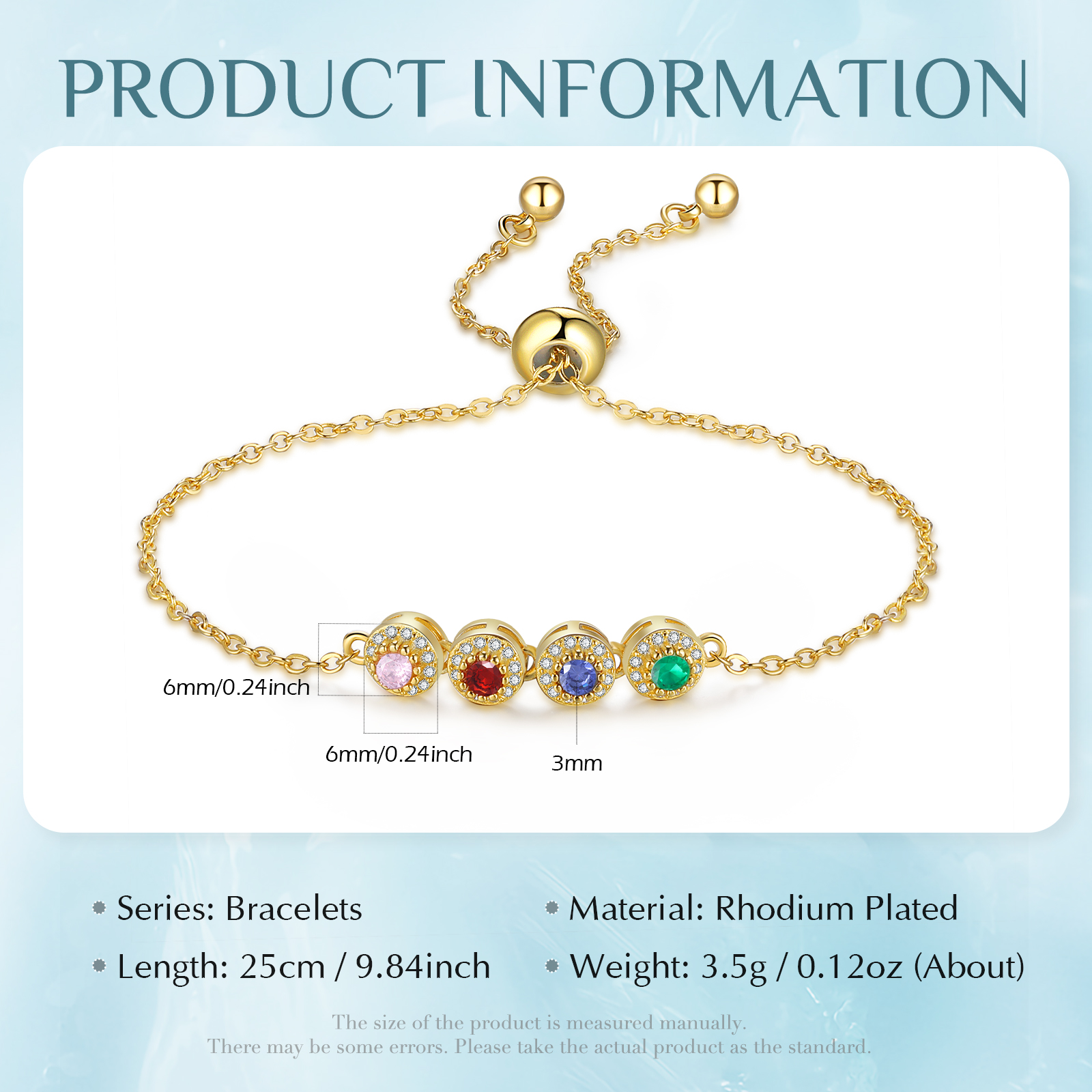 4 Birthstones - Personalised Birthstone Beautiful Bracelet Gift for Her