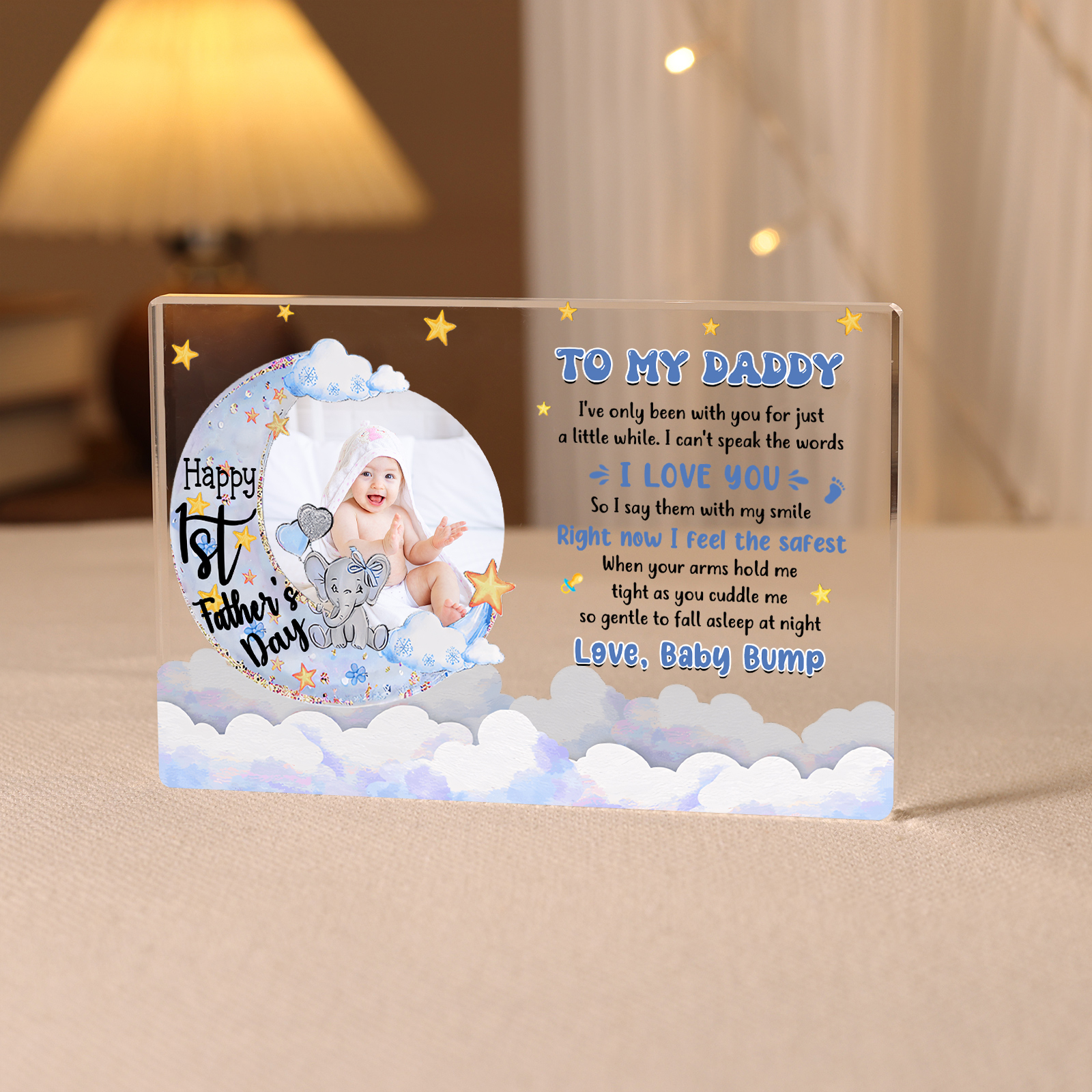 Personalised Customized Photo Warm Family Acrylic Keepsake Customized Text Acrylic Home Decoration Gift for Dad