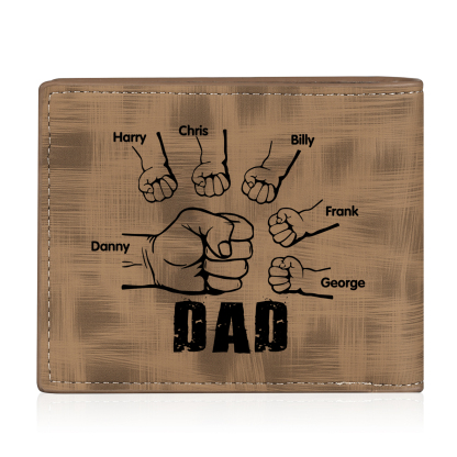 6 Names - Personalised Photo Custom Leather Men's Wallet as a Father's Day Gift for Dad