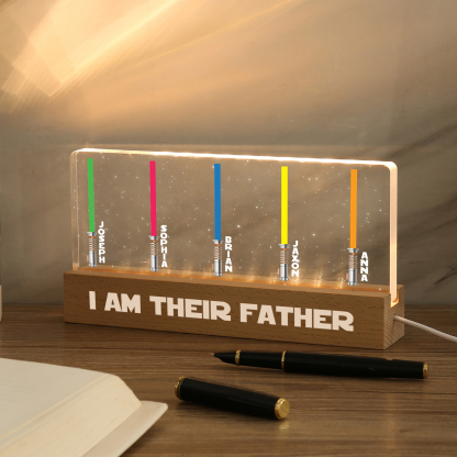 Personalised Star Wars Logo Father's Day Gift - I'm Their Dad - Table Lamp with 5 Names