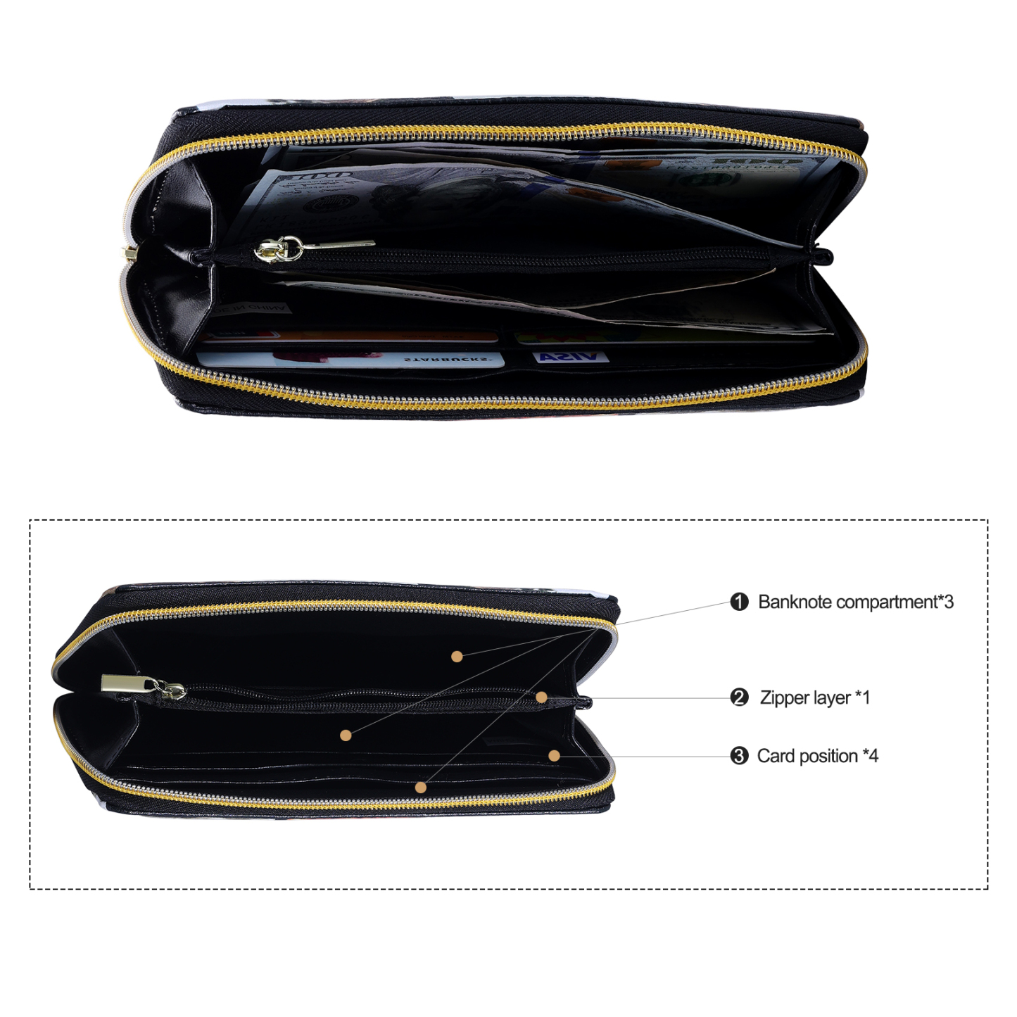 Custom Purse-Long Purse Personalised Leather Wallet Engraved 6 Photos Zip Wallet  Gifts For Women Men