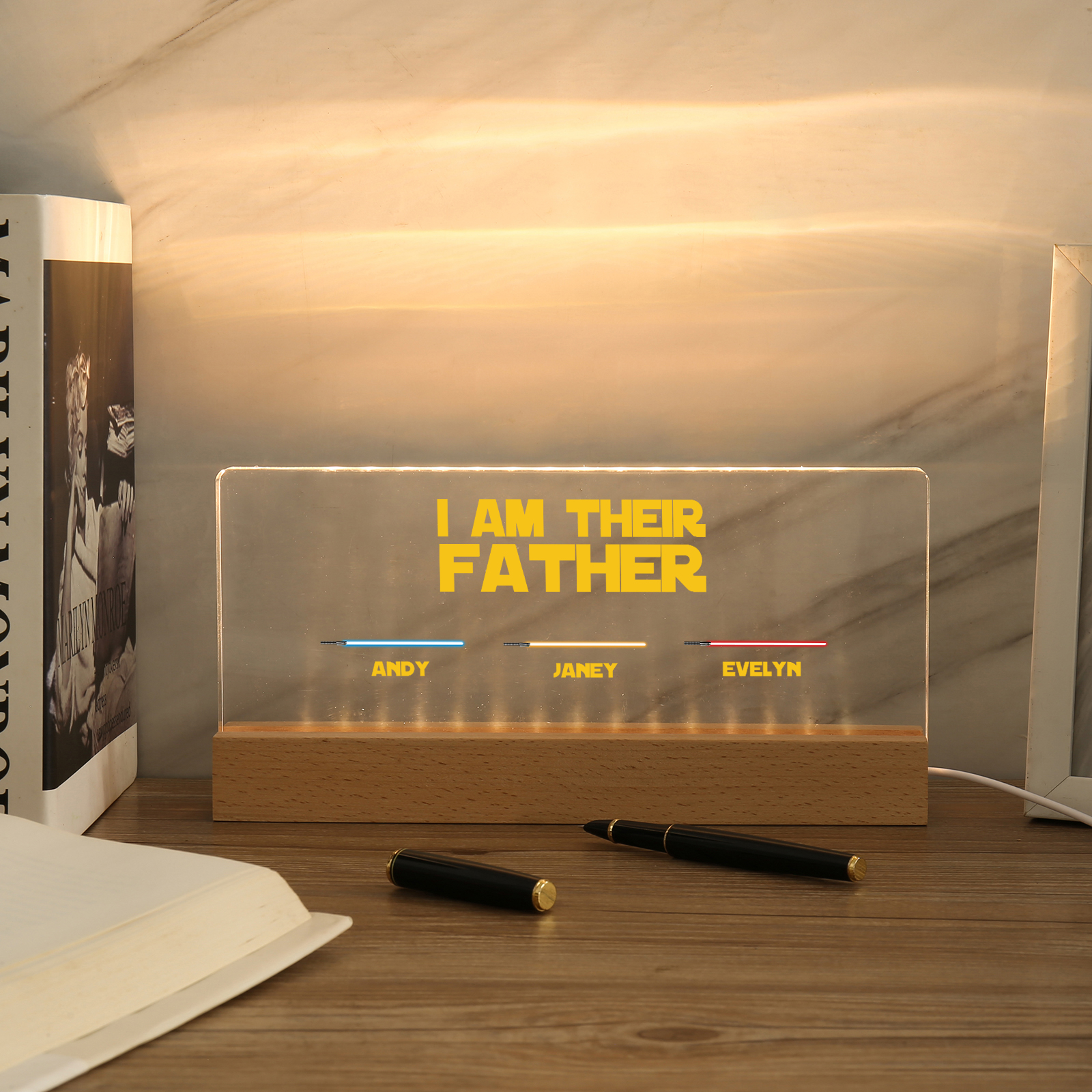 3 Names-Personalised Star Wars Logo Table Lamp-I am their dad-Father's Day Gift For Dad