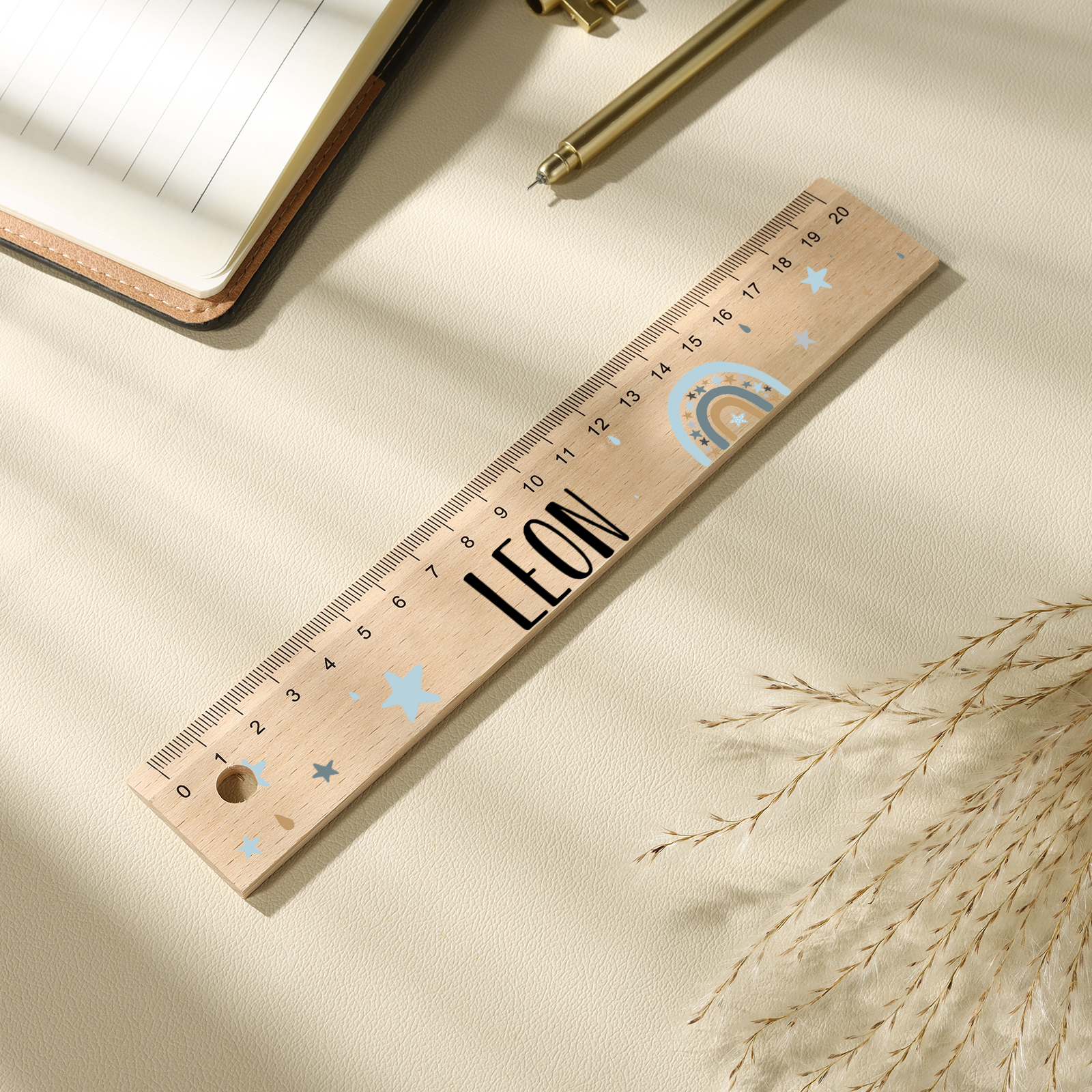 Cute Animal Personalised School Wooden Ruler With Engraved Children's Name - Back to School Suppler Gift for Kids