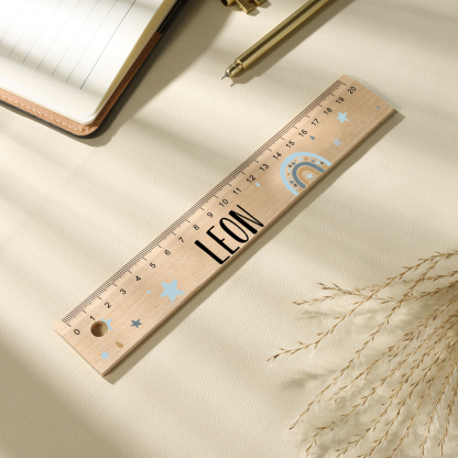 Cute Animal Personalised School Wooden Ruler With Engraved Children's Name - Back to School Suppler Gift for Kids