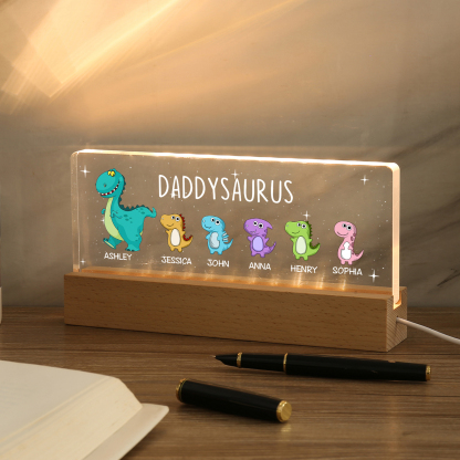 6 Names - Personalised Cute Dinosaur Pattern Beautiful Table Lamp Father's Day Gift for Dad