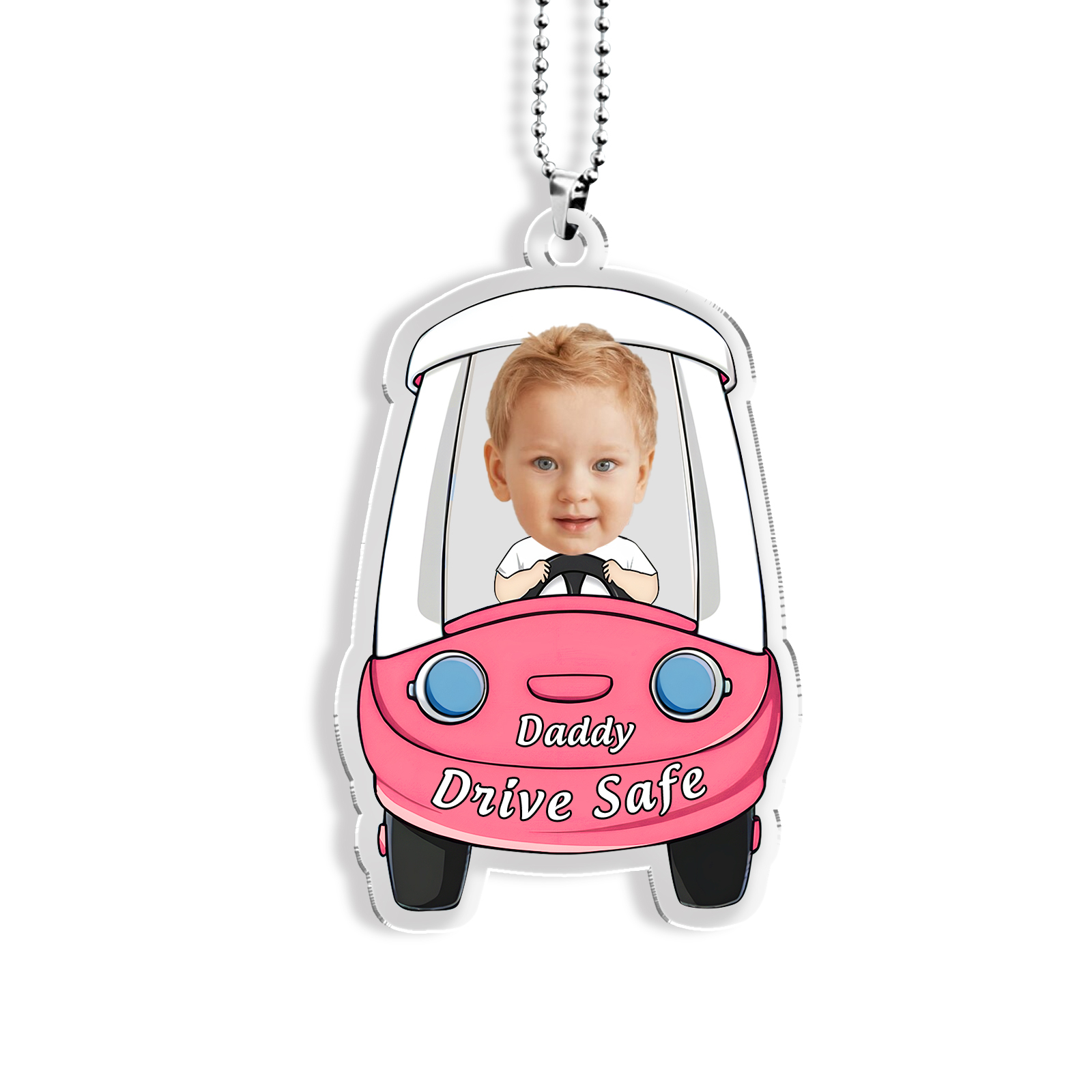 Acrylic Keyring/Decoration Personalised Photo, Name And Text Driving Pattern Pendant For Dad