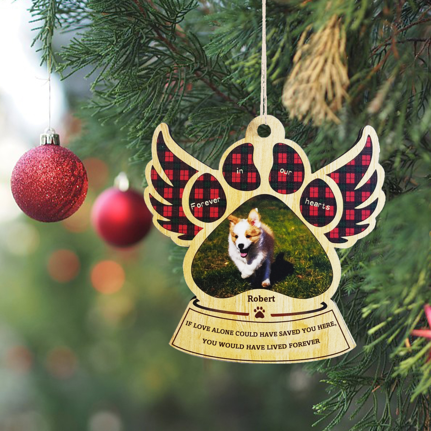 Personalized Pet Gift Custom Wooden Paw Ornament Christmas Gift For Family