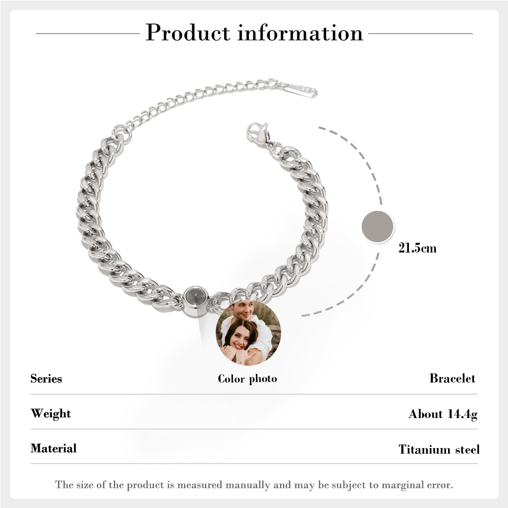 Cuban Chain Men's Bracelet Personalized Projection Bracelet Custom Photo Love Style Gifts for Men