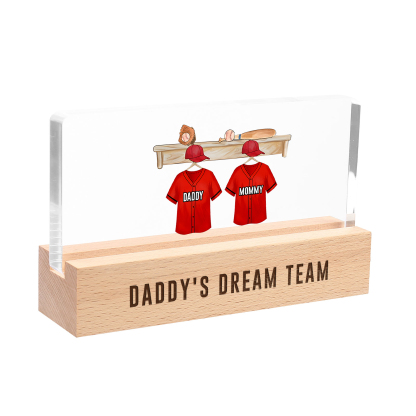 2 Names - Personalised Baseball Jersey Desk Lamp - Dad's Dream Team - Father's Day Gift for Dad