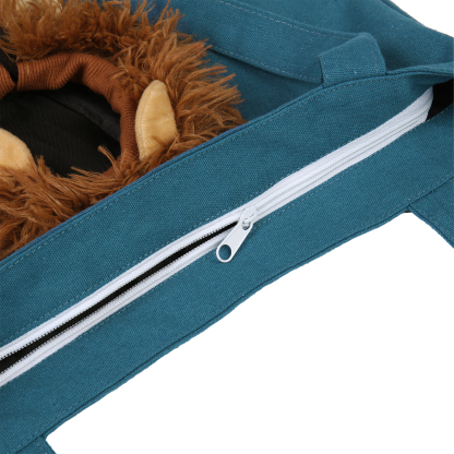 Personalised Name Cat Carrier Bag Cute Lion-Shaped Cat Carrying Bag Large Capacity Cat Canvas Tote Bag For Small Animals Dogs Cats