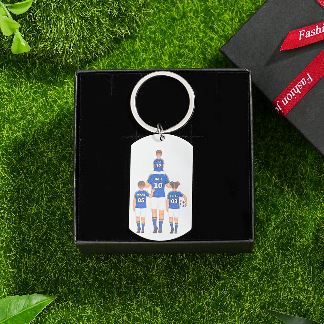 1-3 Names - Personalized Football Team Fist Keychain Customized Name Gift for Mum