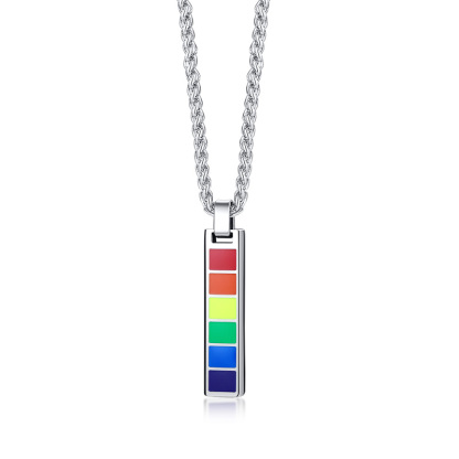 Rainbow Bar Necklace Cuban Chain LGBT Pride Gifts