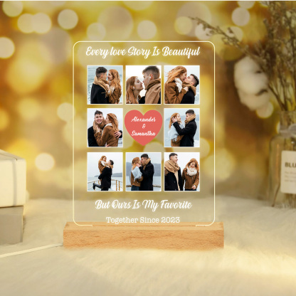 Photo-Personalised Couple Custom Names LED Night Light Anniversary Gift For Couple