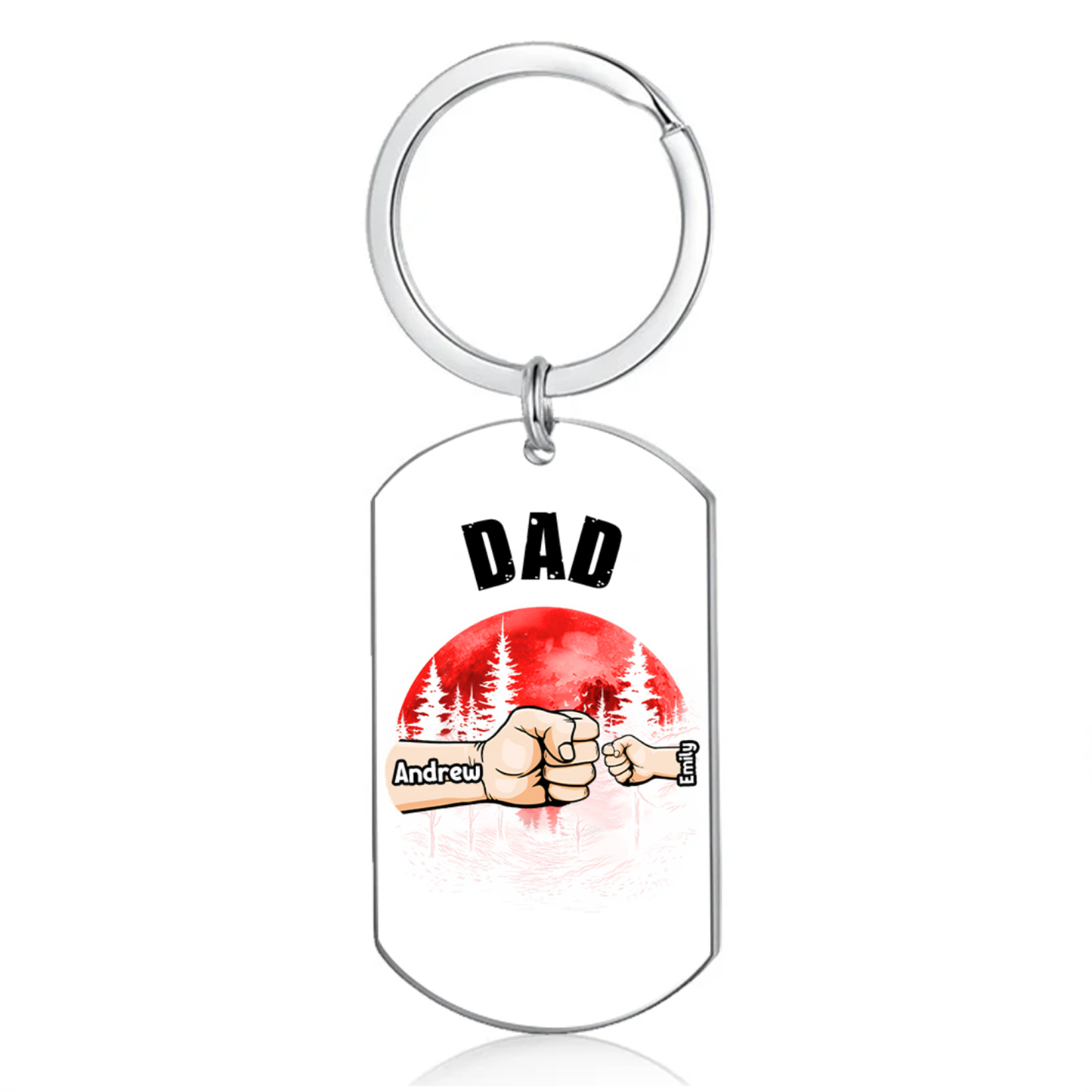 2 Names - Personalised Custom Fist Bump Keyring Mangrove Style Keyring Gift for Dad