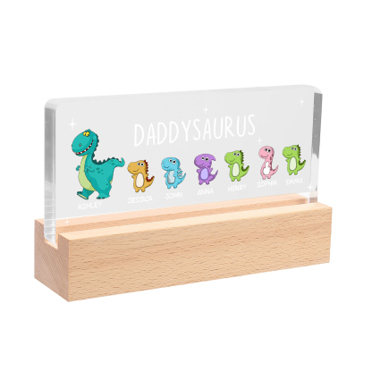 7 Names - Personalised Cute Dinosaur Pattern Beautiful Table Lamp Father's Day Gift for Dad