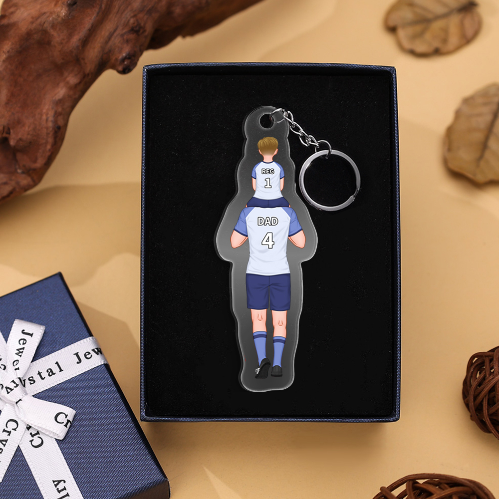 1-3 Names Football Keyring-Personalised Dad's Football Team Gift Set Keyring Custom Names Gift For Dad