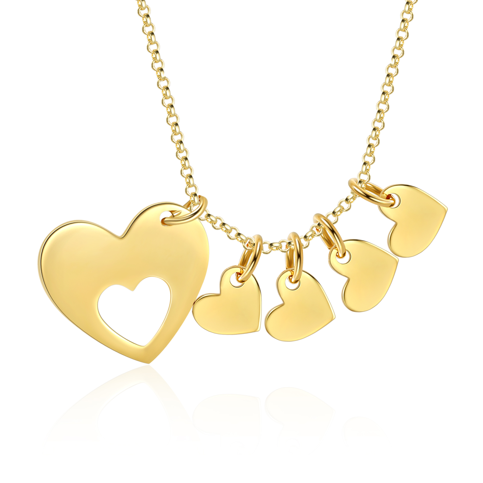 4 Names - Personalised Love Pendant Necklace with Gift Box Customized Name Gift for Her