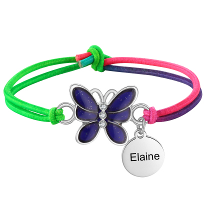 2 PCS Personalised Custom Name Butterfly Elastic Rope Bracelet Back To School Season Children's Gift