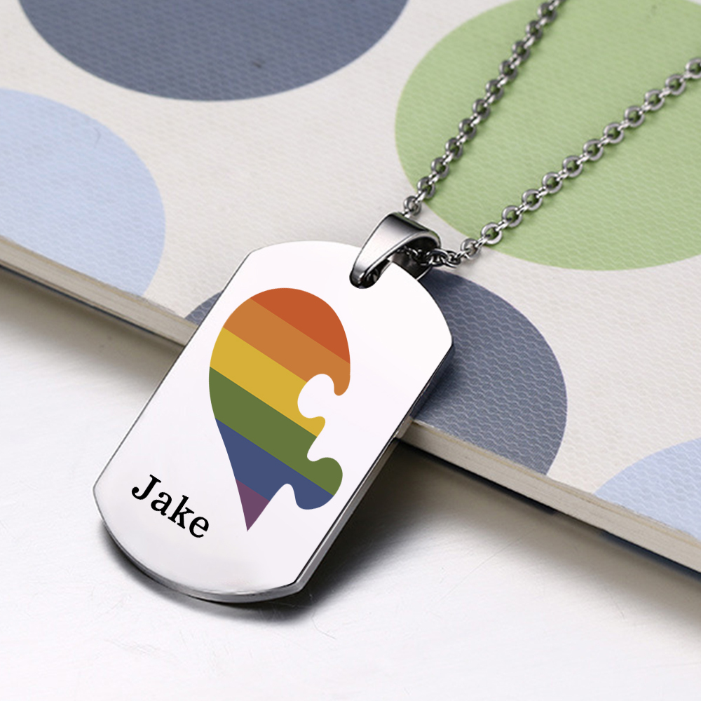 Personalised Text Puzzle Couple Necklace Custom Matching Couple Gifts, Special Gift For Him/Her