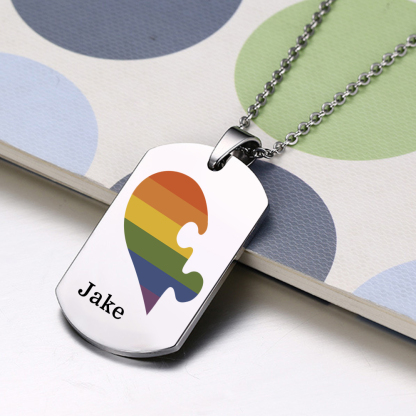 Personalised Text Puzzle Couple Necklace Custom Matching Couple Gifts, Special Gift For Him/Her