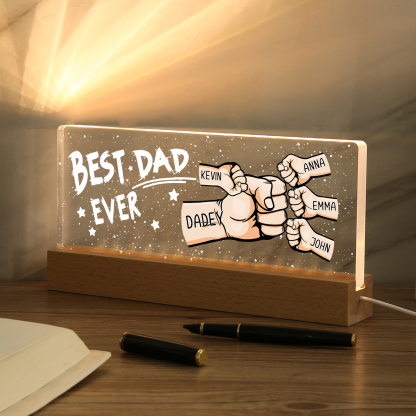 5 Names - Personalised Fist Bump Lamp - Best Dad Ever - Father's Day Gift for Dad