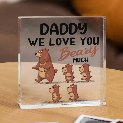 5 Names-Personalised Bear Family Acrylic Keepsake-Custom Text and Names-Acrylic Plaque Home Decoration Gift for Daddy/Grandad