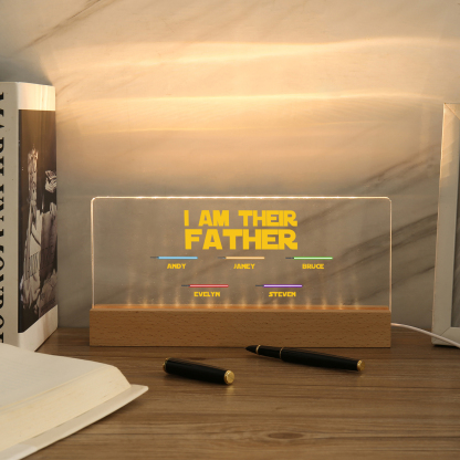 5 Names-Personalised Star Wars Logo Table Lamp-I am their dad-Father's Day Gift For Dad