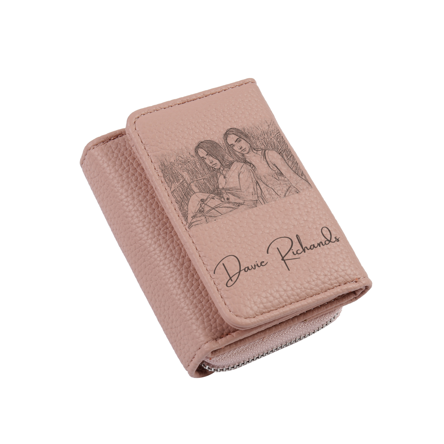 Custom Purse-Personalised Photo Quality Leather Folding Wallet Custom Text Wallet Gift for Her