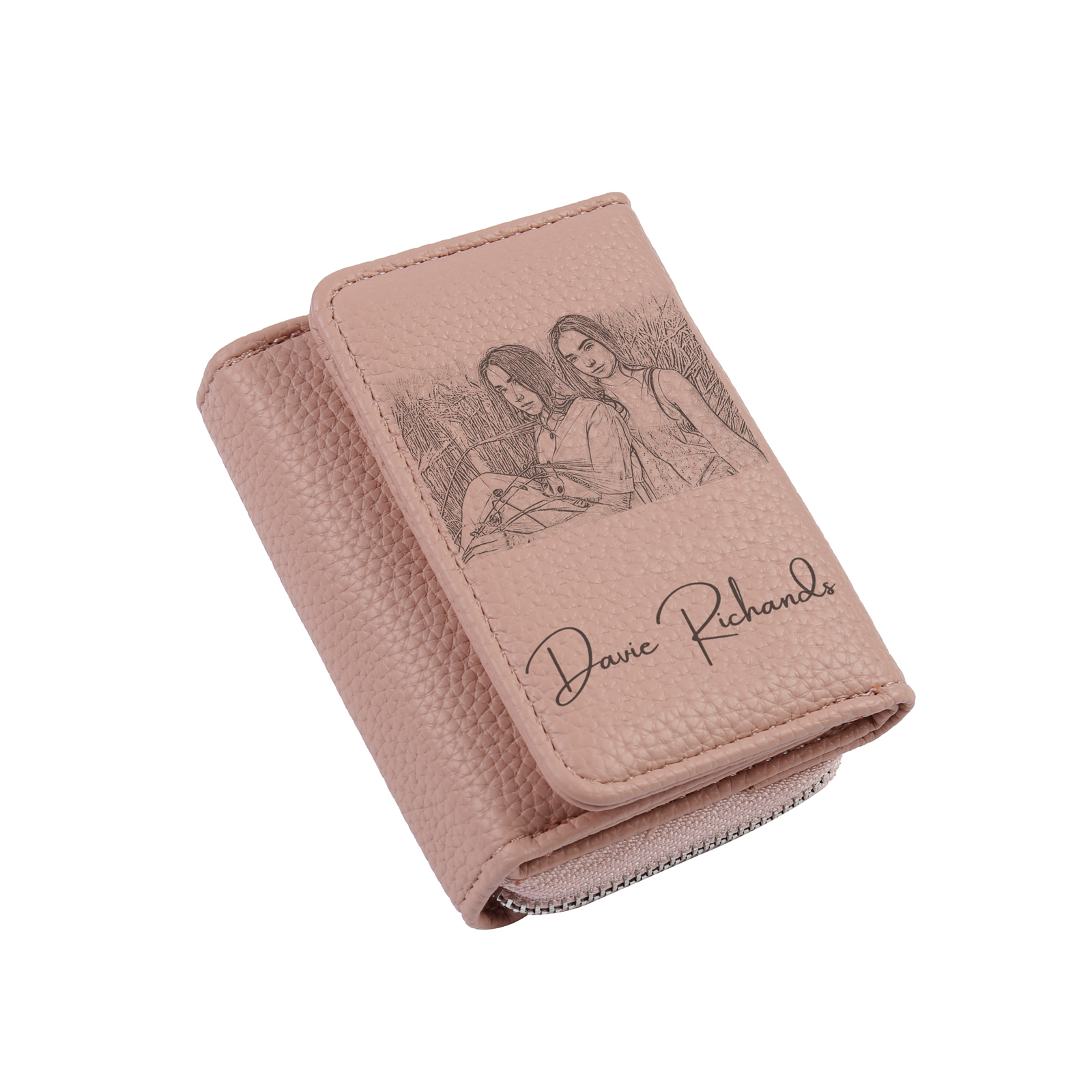Custom Purse-Personalised Photo Quality Leather Folding Wallet Custom Text Wallet Gift for Her