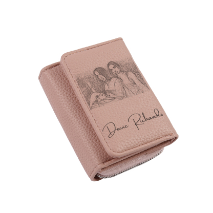 Custom Purse-Personalised Photo Quality Leather Folding Wallet Custom Text Wallet Gift for Her