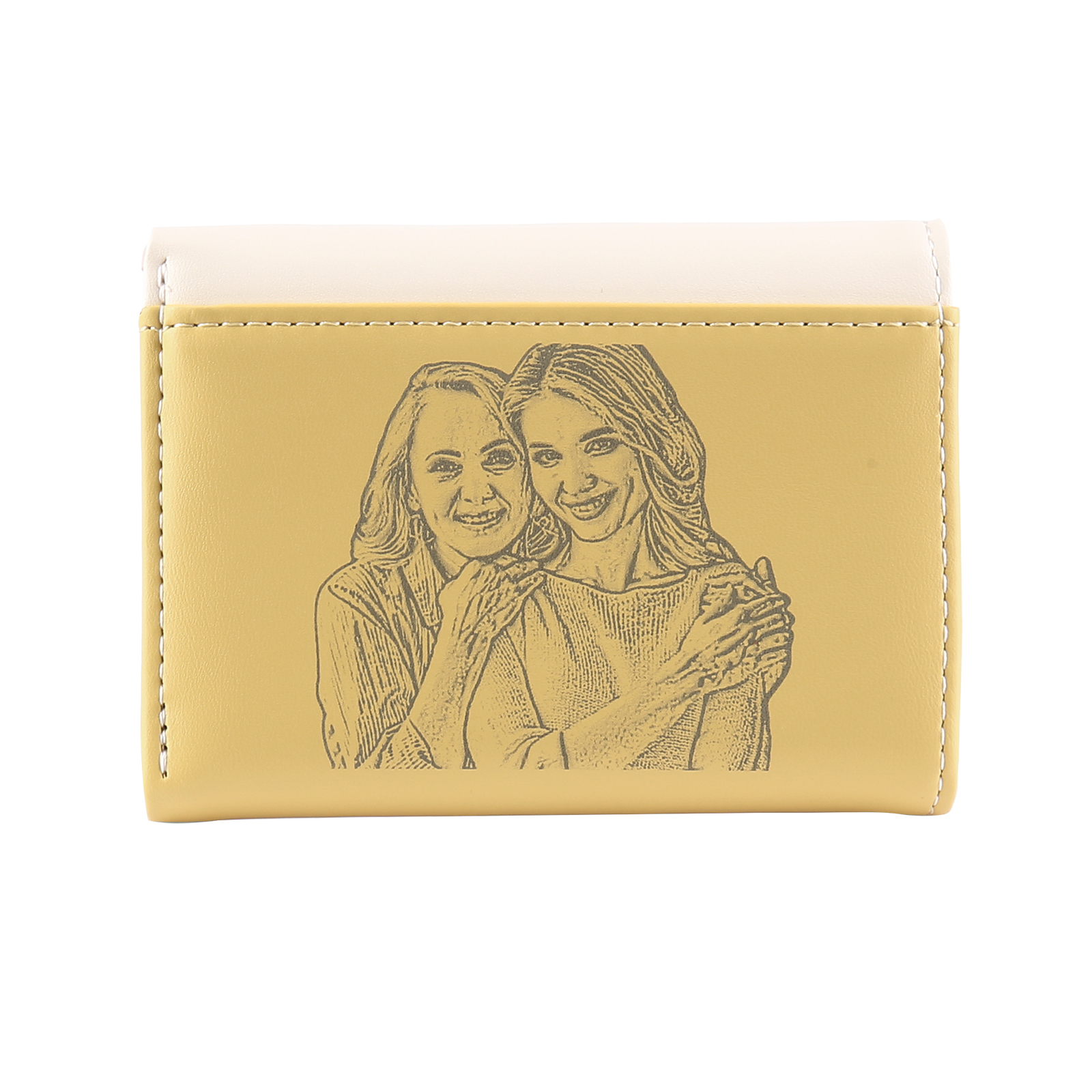 Custom Purse-Women's Personalised Photo PU Leather Flower Folding Wallet for Her