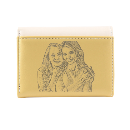 Custom Purse-Women's Personalised Photo PU Leather Flower Folding Wallet for Her