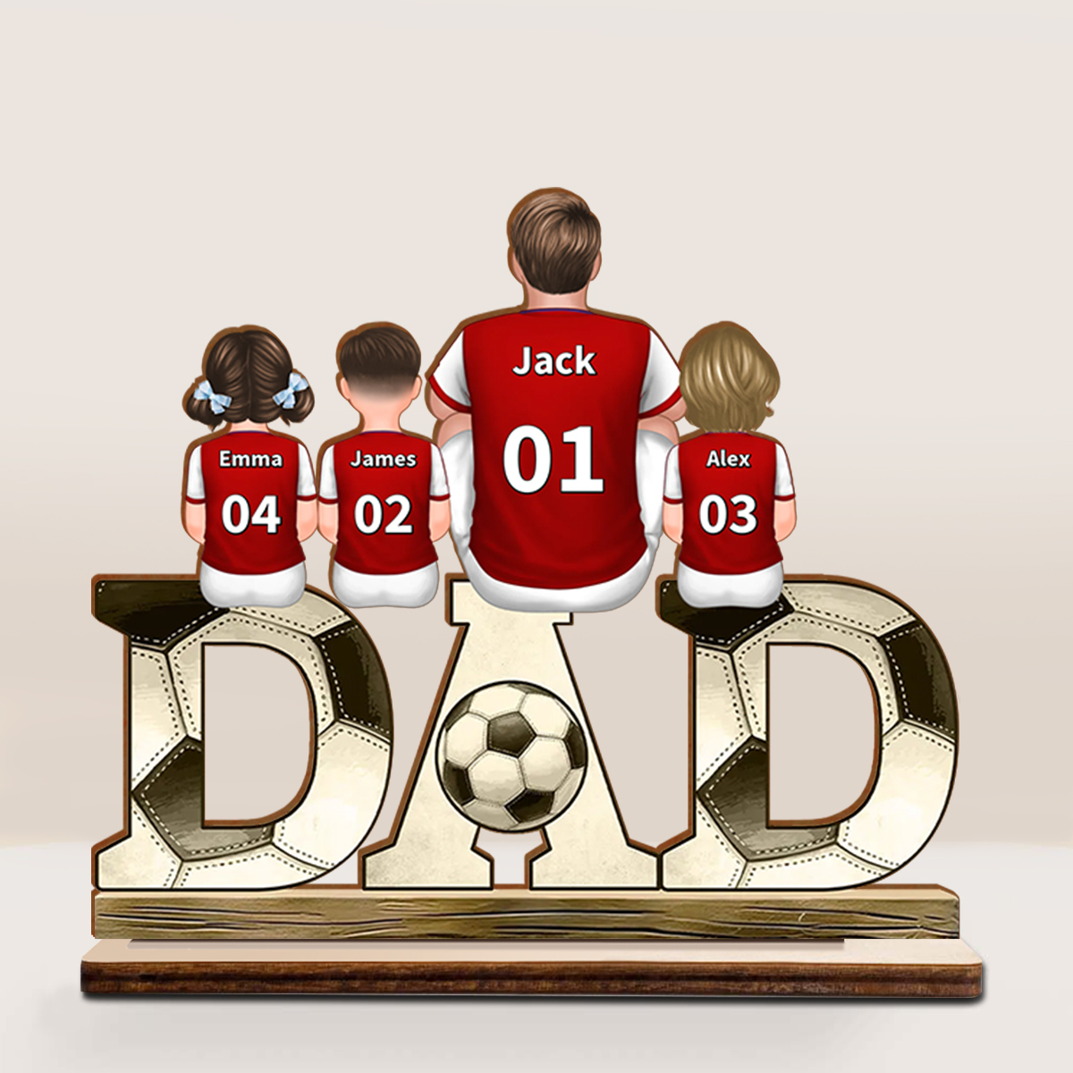 2-5 Names Personalised Football Dad Ornament - Custom Decoration Plaque for Father | Jessemade