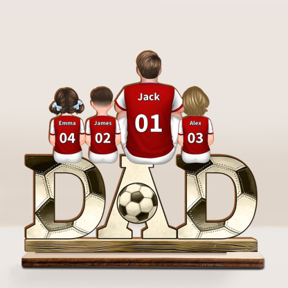 2-5 Names Personalised Football Dad Ornament - Custom Decoration Plaque for Father | Jessemade