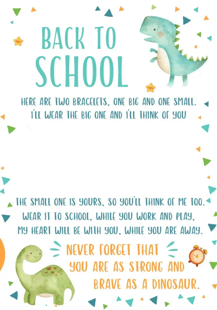 2 Pcs Dinosaur Bracelet Set Back to School Gift with Gift Card Adjustable Bracelet Gift for Kids