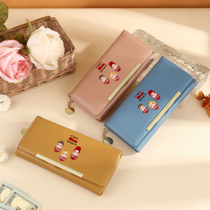 Personalised Women Leather Wallet Purse With Custom Names – Mother's Day Presents For Mum | Jessemade